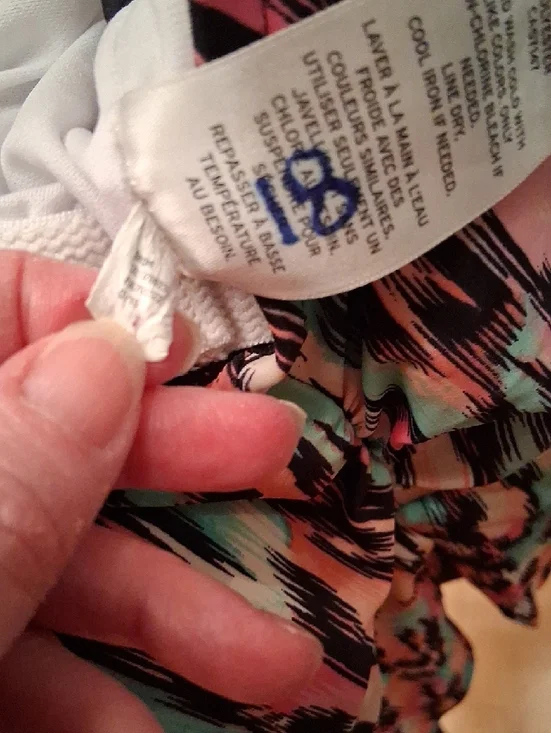 Ava & Viv Teal Pink and Black Abstract V-Neck One-Piece Tankini - Picture 4 of 9